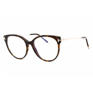 Tom Ford Women's Eyeglasses - Full Rim Dark Havana Plastic Round Frame | FT5770-B 052
