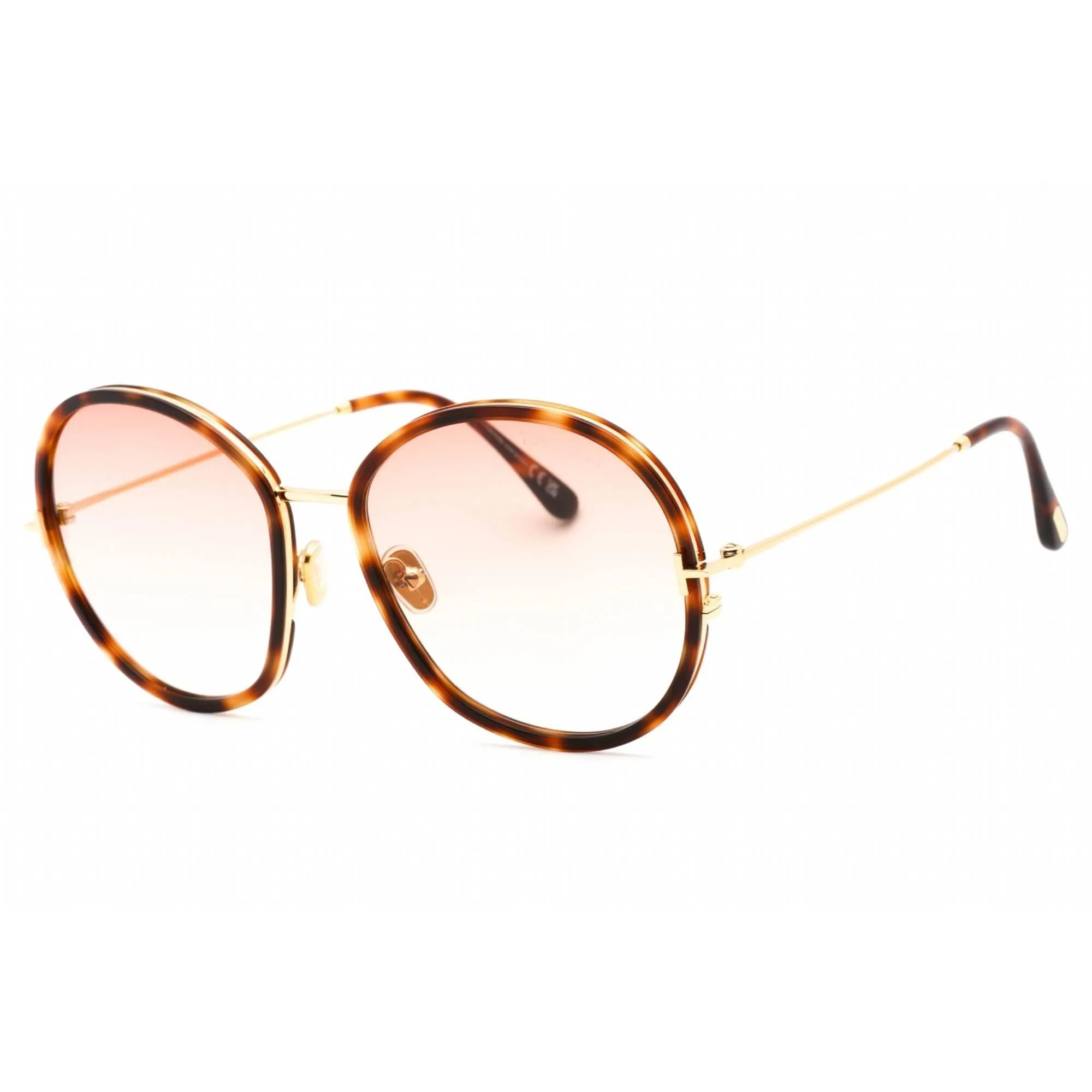 Tom Ford Women's Sunglasses - Blonde Havana Metal Full Rim Round Frame | FT0946 53T