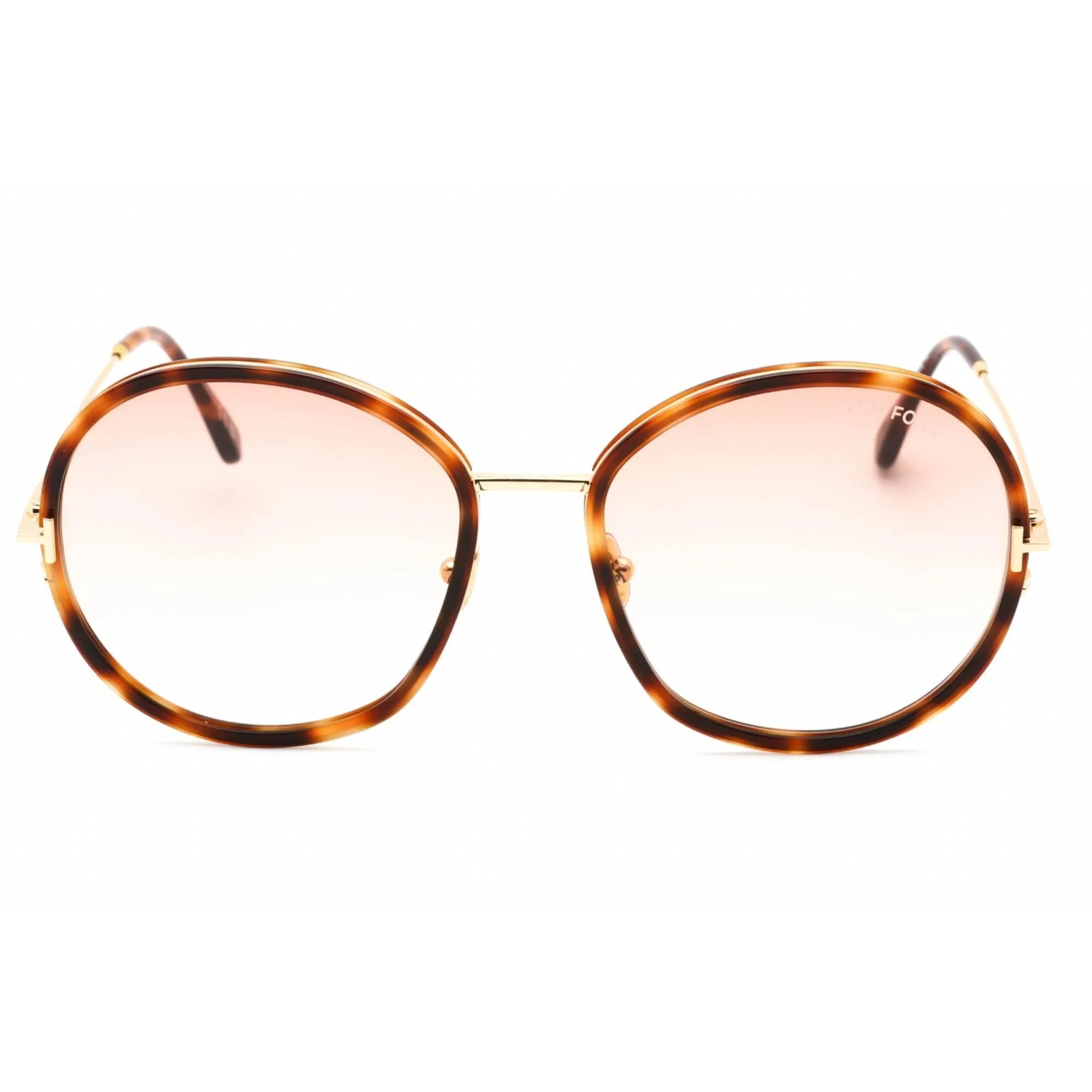 Tom Ford Women's Sunglasses - Blonde Havana Metal Full Rim Round Frame | FT0946 53T