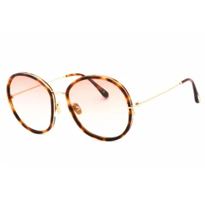 Tom Ford Women's Sunglasses - Blonde Havana Metal Full Rim Round Frame | FT0946 53T