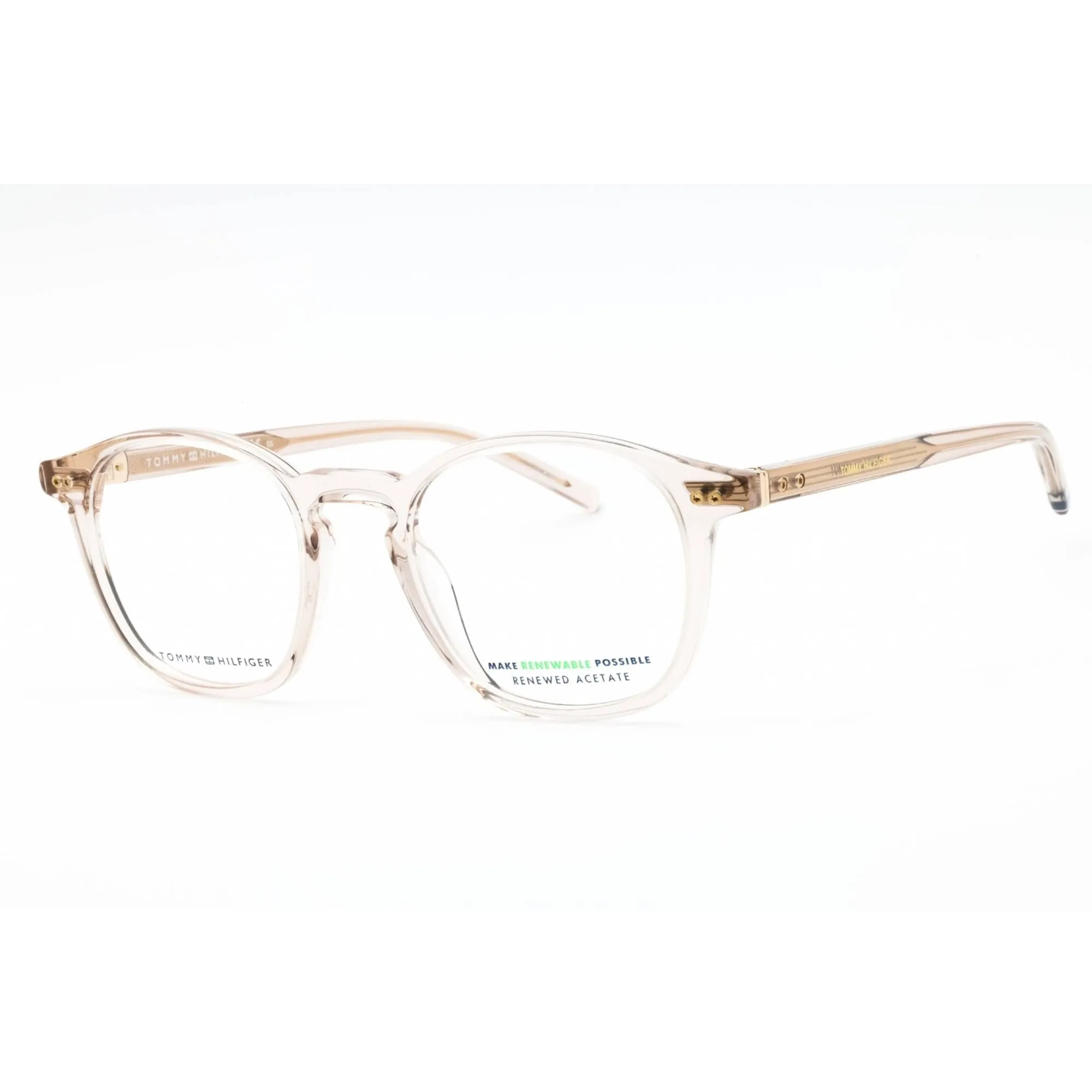 Tommy Hilfiger Men's Eyeglasses - Nude Plastic Round Full Rim Frame | TH 1941 0FWM 00