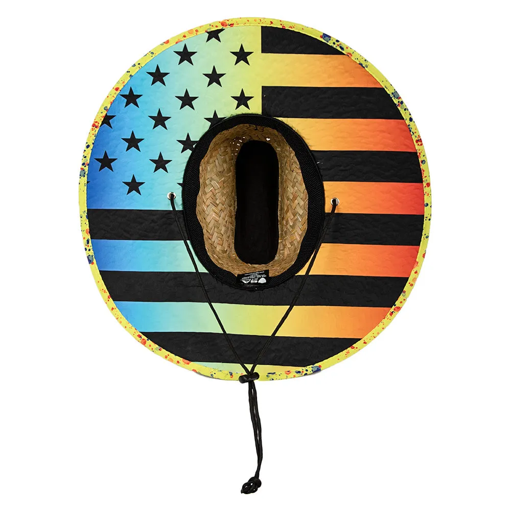 Under Brim Straw Hat | Neon Flag