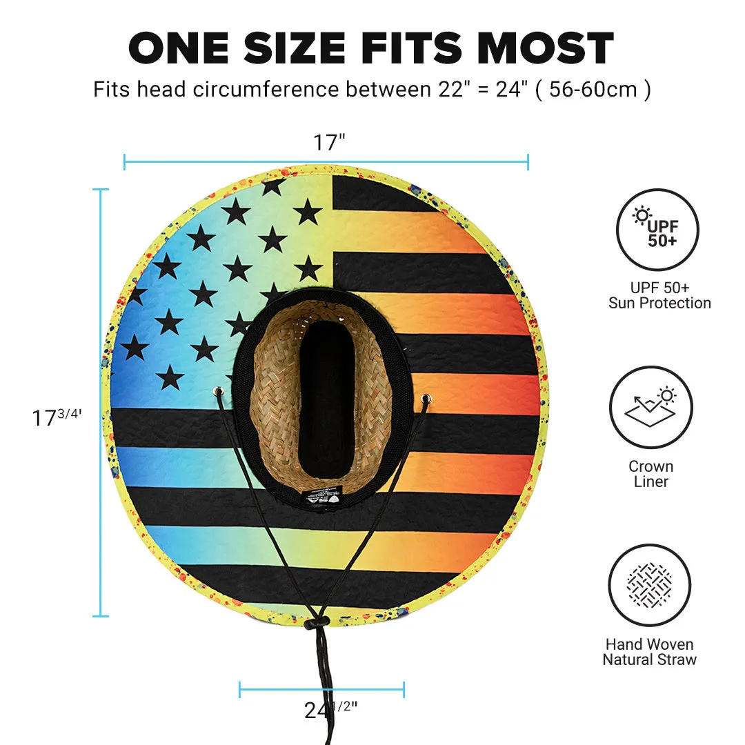 Under Brim Straw Hat | Neon Flag
