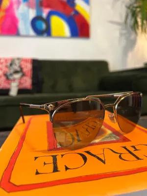 Versace Silvertone Aviator Sunglasses