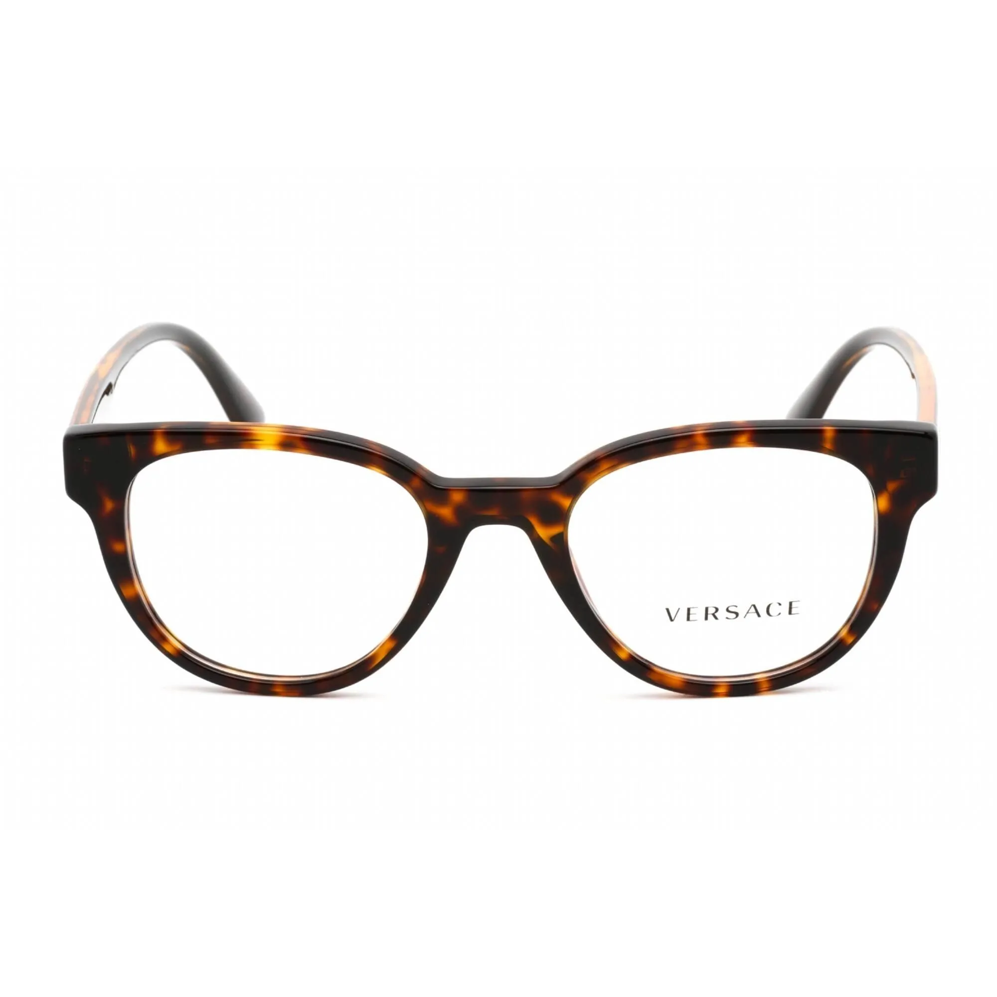 Versace Women's Eyeglasses - Clear Lens Dark Havana Plastic Round Frame | 0VE3317 108