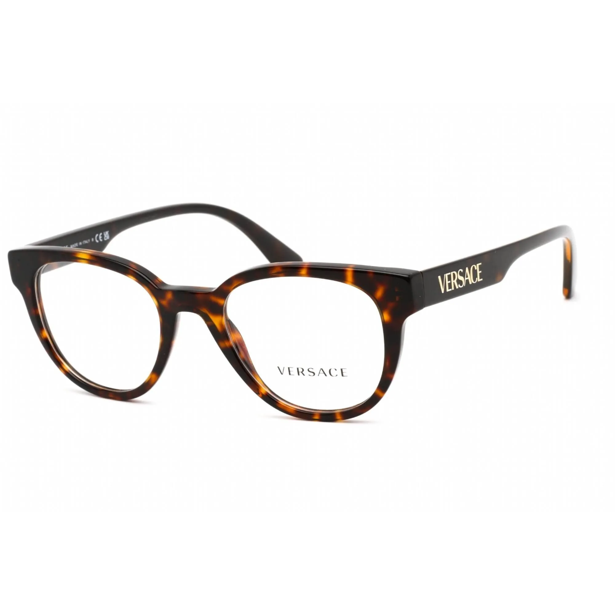 Versace Women's Eyeglasses - Clear Lens Dark Havana Plastic Round Frame | 0VE3317 108